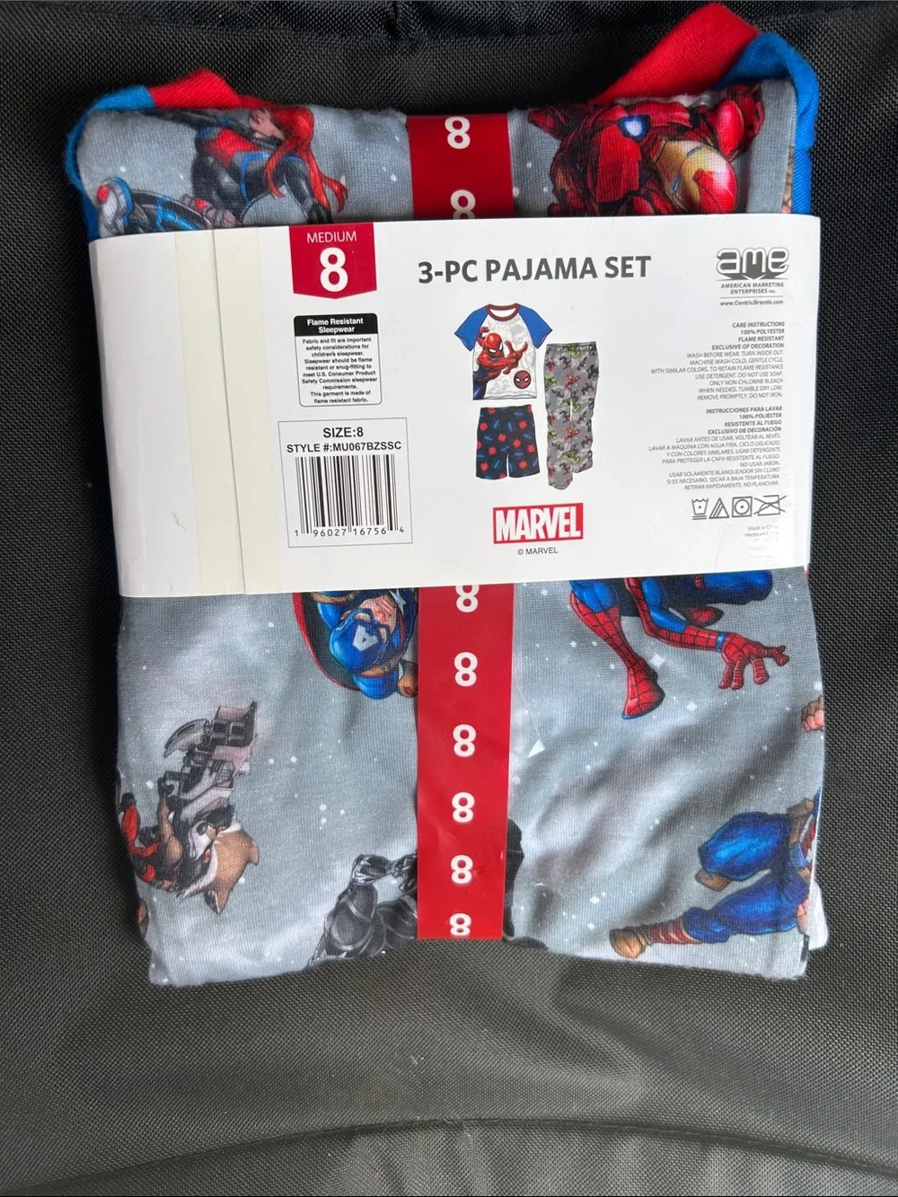 Marvel Spider-Man 3-Piece Pajama Set - Red, Blue, Gray